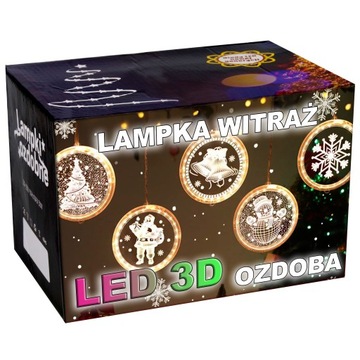 WITRAŻ LAMPKI LED 3D OZDOBA NA OKNO RÓŻNE 21CM
