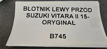 BLATNÍK LEVÝ PŘEDNÍ SUZUKI VITARA III 15- ORIGINÁLNÍ
