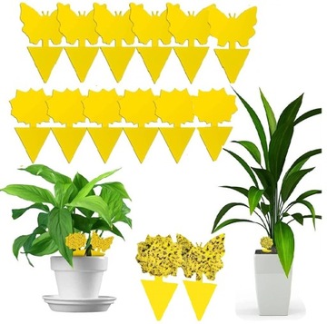 Желтые наклейки для горшков с насекомыми, дождевыми червями, плодовыми мушками, 12 шт.