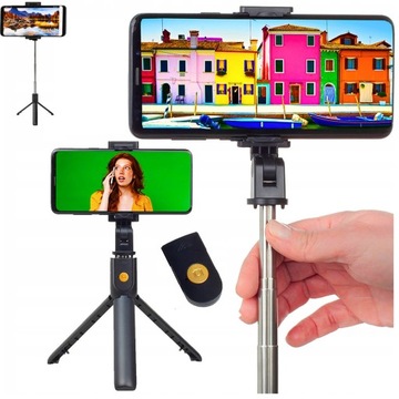 STATYW DO TELEFONU SELFIE STICK TRIPOD UCHWYT 3W1 Kijek Bluetooth SKŁADANY