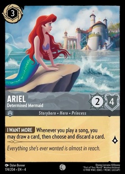 Disney Lorcana 4URS #174 Ariel - Determined Mermaid Foil