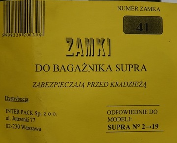 ZÁMKY KUFRU SAMOCHOD. NA RYNNE DO SUPRA 2-19