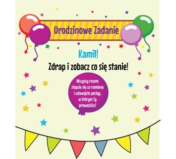 Zdrapki zadania ZABAWA dzieci URODZINY solenizant