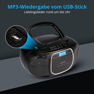 Немецкий радиоплеер MEDION BOOMBOX STEREO FM CD-MP3 USB AUX CASSETTE