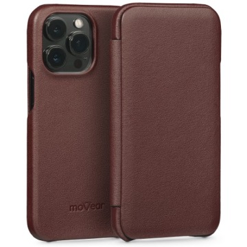 Pouzdro kožené pro iPhone 13 Pro Obal s klopou slim case hnědé Movear