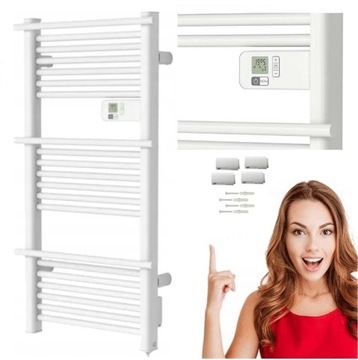 GRZEJNIK elektryczny ŁAZIENKOWY drabinka TERMOSTAT 500W LCD