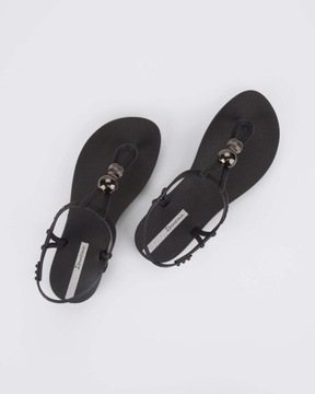 Sandały japonki damskie płaskie czarne gumowe Ipanema 83512-AQ957 38