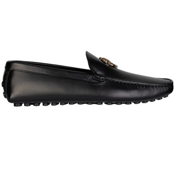 ROBERTO CAVALLI luksusowe męskie mokasyny ITALY BLACK / GOLD roz.46