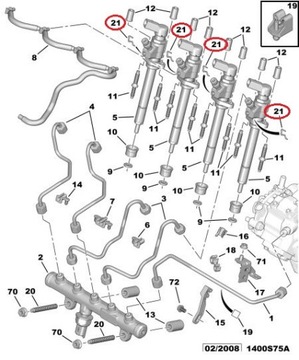 ЗАЖИМ, ШТИФТ ПЕРЕЛИВА ВПРЫСКА CITROEN PEUGEOT 2.0 HDI 16V ОРИГИНАЛ