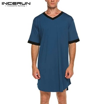 Мужская ночная рубашка, модная лоскутная рубашка Slp Robe Solid Co