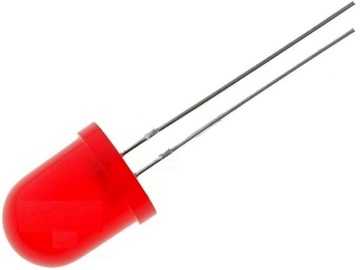 10x dioda LED 10mm - czerwona - dyfuzyjna