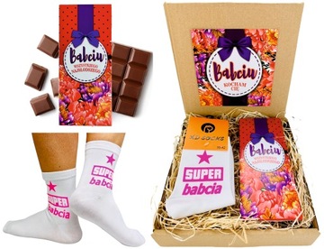 DZIEŃ BABCI DZIADKA zestaw czekolada ze skarpetami 35-38 BABCIA DZIADEK 15w