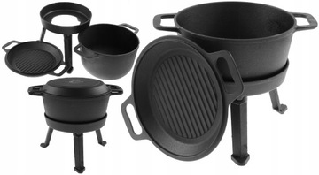 Чугунный казан для костра, 8л, казан для приготовления пищи на костре, сковорода