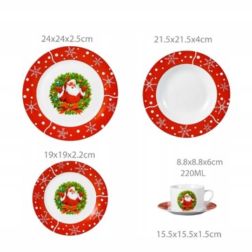 Рождественский набор тарелок Рождественский 60 штук Дед Мороз