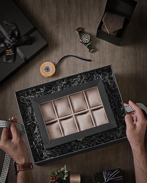 КОРПУС ДЛЯ ЧАСОВ ЮВЕЛИРНЫЕ ДЕРЕВЯННЫЕ ШКАТУЛКИ-ОРГАНИЗАТОРЫ ЧЕРНЫЙ ЯЩИК x8