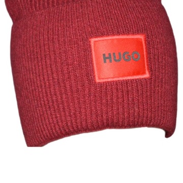 Czapka na zimę Hugo Boss Beanie z prążkowanej mieszanki wełny