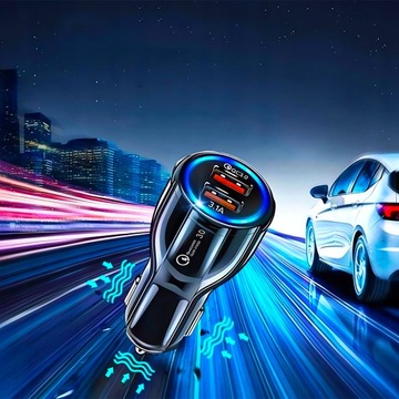 БЫСТРОЕ АВТОМОБИЛЬНОЕ ЗАРЯДНОЕ УСТРОЙСТВО 2xUSB 12/24 В QUALCOMM QC 3.0 Quick Charge 3.0