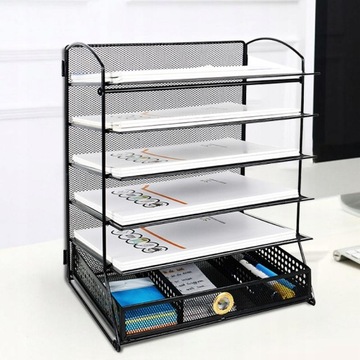 Практичный и элегантный органайзер для документов, сортировщик, 5 полок + ящик.