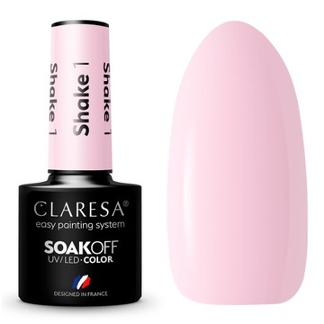 Lakier do Manicure Paznokci Hybrydowy Pastelowy Róż Claresa Shake 1 UV/Led