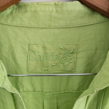 52/54 CANDA by C&A koszula len lniana limonkowa guziki minimalizm zieleń