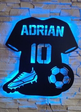 LAMPKA NOCNA LED Piłka Nożna XL IMIĘ NUMER 52cmx49cm +Pilot+2piłki gratis