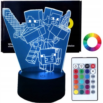 Lampka 3D nocna led usb na prezent MINECRAFT GRA