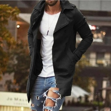 Men's Coat Mid Length Slim Fit Plus Size Windbreak