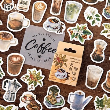 1 paczka Kawaii Cafe naklejki na notebooka Cartoon Lovely