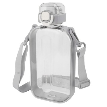 Płaska butelka na wodę 750 ml Slim PC, szczelna, silikonowa z paskiem 8F