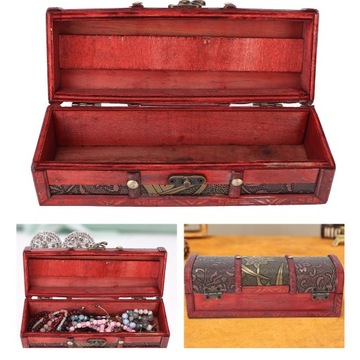 Retro Drewniane Pudełko z Biżuterią Elegancki