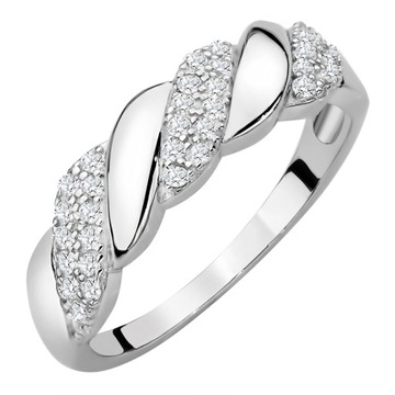 SREBRNY PIERŚCIONEK OBRĄCZKA 925 z CYRKONIAMI r.17