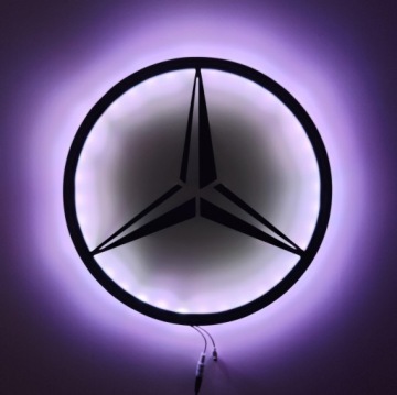 Логотип Mercedes, светодиодная лампа, картина на дереве, настенное украшение, автомобильная тематика, 40 см