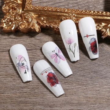 НАКЛЕЙКИ ДЛЯ НОГТЕЙ САМОКЛЕЯЩИЕСЯ украшения для ногтей бабочки розовые цветы