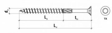 200x TORX TORX PŁ 8S столярные винты 5x70 TORX CONSTRUCTIVE PŁ 8S винты