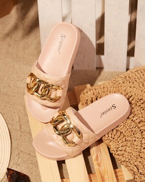 ТАПОЧКИ ЖЕНСКИЕ БЕЖЕВЫЕ С ДЕКОРИЕЙ ЭТЕРИС 39