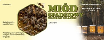 Duża etykieta naklejka na miód z spadzi iglastej 1