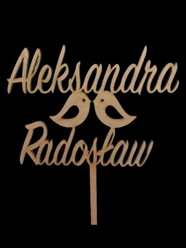 TOPPER WESELNY NA TORT ŚLUB IMIONA PARA MŁODA