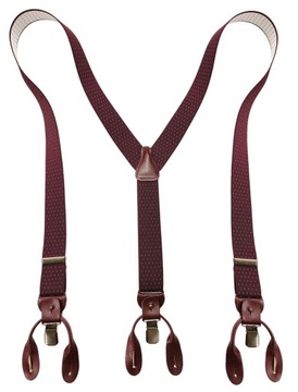 SZELKI do spodni BORDOWE POLKA DOT na guziki 2w1