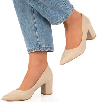 8063 КЛАССИЧЕСКИЕ БЕЖЕВЫЕ ЗАМШЕВЫЕ ТУФЛИ НА КАБЛУКЕ 39