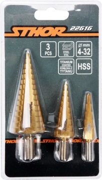 СТУПЕНЧАТЫЕ КОНИЧЕСКИЕ СВЕРЛА ПО МЕТАЛЛУ 4-32мм 3 ШТ.