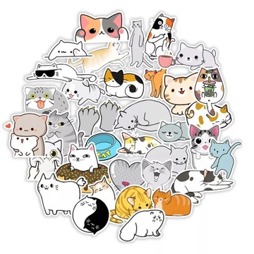 NAKLEJKI STICKERBOMB MIX KOTY KOTKI KOCURY 50 szt