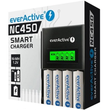 Зарядное устройство с ЖК-дисплеем, цифровое, быстрый процессор + 4 NiMH AKU по 2000 мАч