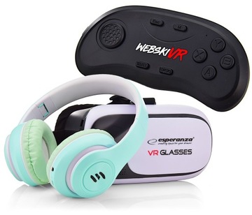 GOGLE OKULARY 3D VR 360 DO TELEFONU Z KONTROLEREM BLUETOOTH ZESTAW DO GIER