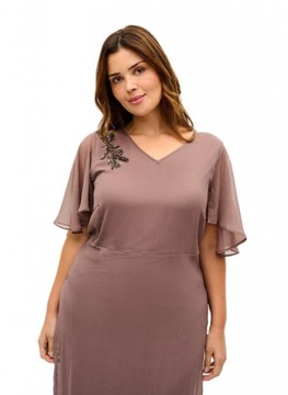 ZIZZI ELEGANCKA SUKIENKA MAXI BRAZ PLUS SIZE 744A 48