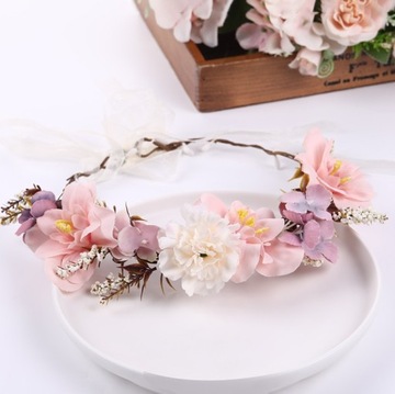 ВЕНОК НА ГОЛОВУ ПОВЯЗКА НА ГОЛОВУ УКРАШЕНИЕ СВАДЕБНЫЕ ПРИЧАСТИЯ ЦВЕТЫ