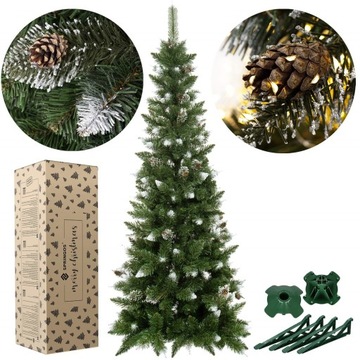 CHOINKA SOSNA DIAMENTOWA WĄSKA 220 cm OŚNIEŻONA + GRATIS