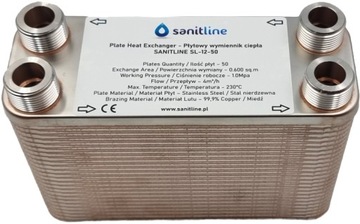 SANITLINE 50 ПЛАСТИНЧАТЫЙ ТЕПЛООБМЕННИК МОЩНОСТЬЮ 45 кВт 4x 3/4