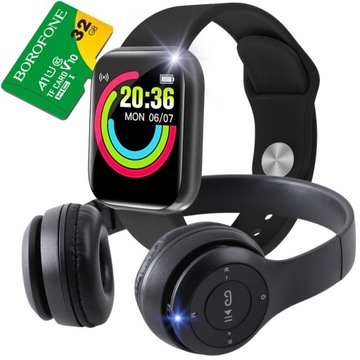 SMARTWATCH + SŁUCHAWKI + KARTA 32GB SMART WATCH ZEGAREK BT EKG NA PREZENT