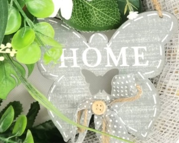 Весенне-летний цветочный венок на дверь HOME, 40 см