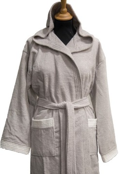 Szlafrok HUDSON z kapturem 100% Bawełna-XXL-Grey